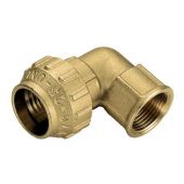 Raccordo curvo F in ottone Tiemme 1" x32mm per tubi in polietilene