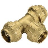 Raccordo a tee in ottone Tiemme 25mm per tubi in polietilene