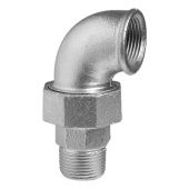 Gomito con bocchettone a 90° sede piana MF 1/2