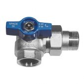 Valvola a sfera squadra per collettori maniglia blu 3/4 dx