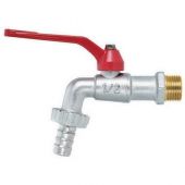 Rubinetto a sfera con portagomma e leva rossa 3/4" f-brico