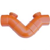 Sifone orizzontale 2 tappi in PVC rosso 160mm per tubi di scarico