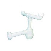 Sifone PVC 2 vie senza piletta per porcellana con canotto 1"1/4