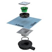 Piletta Mini-Drain per doccia con scarico a pavimento ultra ribassato 40x45mm-nero