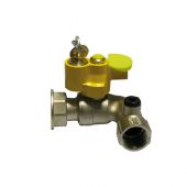 Valvola a sfera per gas F/girello a squadra con serratura 1" x 1" 1/4