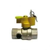 Valvola a sfera per gas FF con serratura e presa pressione 1"