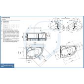Guscio vasca angolare con pannello 150x100cm SX- Grazia