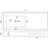 Lavabo in resina vasca destra 121x46x12cm bianco - Sharp