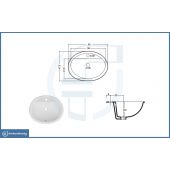 Lavabo sopra-piano con foro rubinetto 57x49cm - LS65