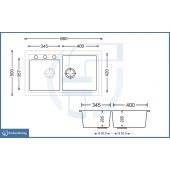 Lavello da incasso 2 vasche 86cm bianco