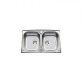 Lavello da incasso acciaio Inox 2 vasche 86cm