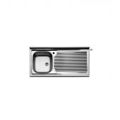 Lavello d'appoggio acciaio inox 1 vasca 100cm Dx