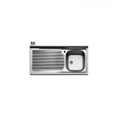 Lavello d'appoggio acciaio inox 1 vasca 100cm Sx