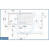 Lavello d'appoggio acciaio inox 1 vasca 100cm Dx
