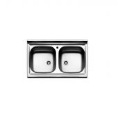 Lavello d'appoggio acciaio inox 2 vasche 80cm