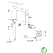 Miscelatore lavabo Mariani - Artic nichel nero spazzolato