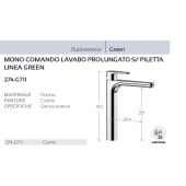 Miscelatore lavabo prolungato senza piletta Paffoni - Green