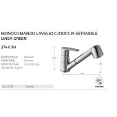 Miscelatore lavello con doccia estraibile Paffoni - Green