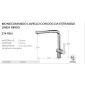 Miscelatore lavello con doccia estraibile Paffoni - Ringo