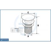 Piletta click-clack per lavabo "Fancy" senza troppo pieno bianco