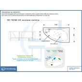 Vasca angolare con idromassaggio e cromoterapia 160x90cm Sx - Zaira