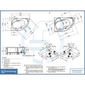 Vasca angolare con idromassaggio e pannello 150x100cm SX - Grazia